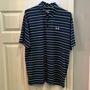 Men’s Under Armour Golf Polo Blue Striped XL